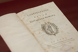 La Costituzione della Repubblica Romana. Uno dei documenti storici esposti a Palazzo Giustiniani per il 70mo anniversario della Costituzione