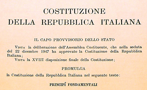 Immagine della Costituzione firmata il 27 dicembre 1947