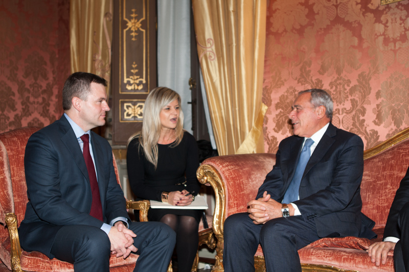 Il Presidente Grasso durante il colloquio con il Presidente del Consiglio Nazionale della Repubblica Slovacca, Peter Pellegrini.