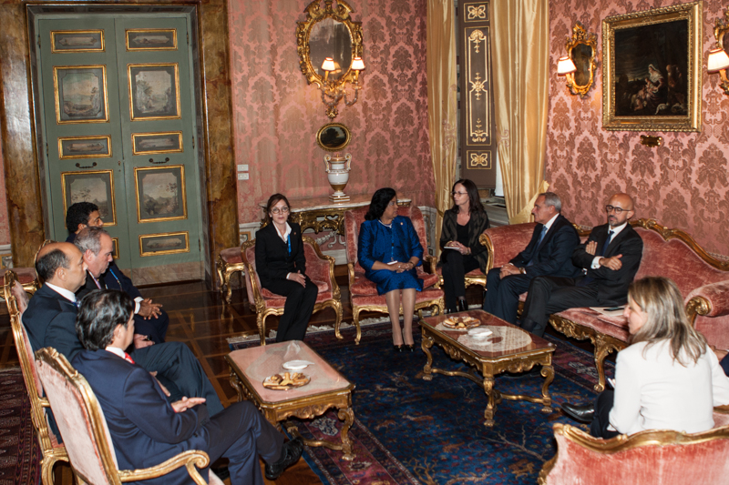 Il Presidente Grasso durante l'incontro con la delegazione del Senato dominicano