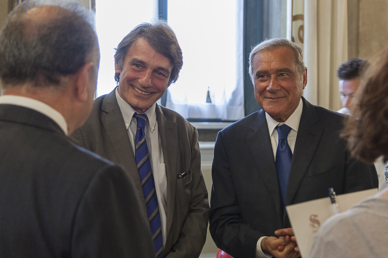 Il Presidente del Senato, Pietro Grasso, e il Vice Presidente del Parlamento europeo, David Maria Sassoli.