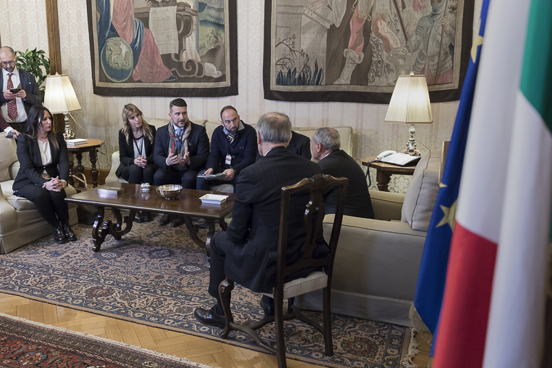 Il Presidente Grasso incontra una delegazione di persone colpite dal terremoto nelle Marche.