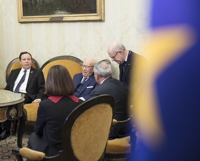 Il Presidente Grasso a colloquio con il Presidente della Repubblica di Tunisia, Beji Caid Essebsi.