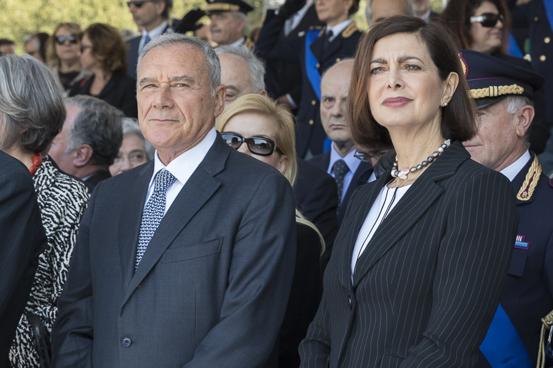Nella foto, il Presidente Grasso e la Presidente della Camera dei Deputati, Laura Boldrini.