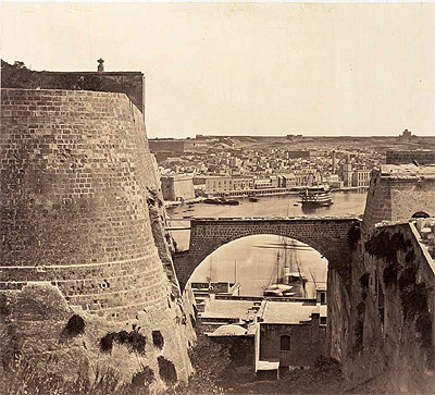 La Valletta. Cantieri navali visti dalla torre, 1855 ca.