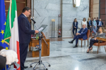 Il Presidente del Senato, Maria Elisabetta Alberti Casellati, segue l'intervento del Ministro dello Sviluppo economico, Giancarlo Giorgetti.