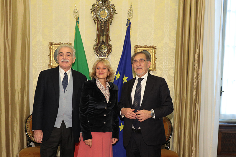 Il Presidente del Senato con Noemi Di Segni, Presidente dell'Unione delle comunità ebraiche italiane, e Walker Meghnagi, Presidente della Comunità ebraica di Milano