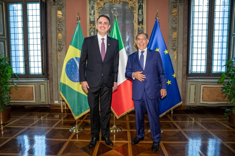 Il Presidente Ignazio La Russa con il Presidente del Senato Federale del Brasile, Rodrigo Pacheco